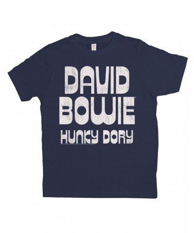 David Bowie Kids T-Shirt | Hunky Dory Logo Distressed Kids Shirt $10.33 Kids