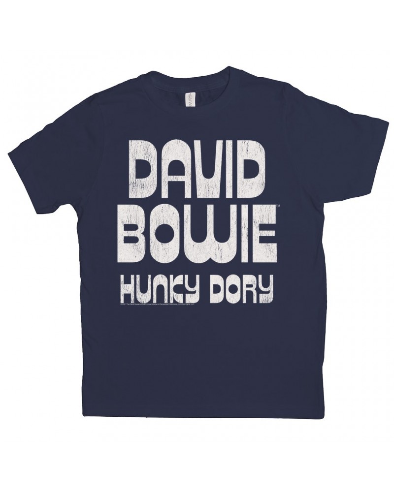 David Bowie Kids T-Shirt | Hunky Dory Logo Distressed Kids Shirt $10.33 Kids