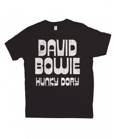 David Bowie Kids T-Shirt | Hunky Dory Logo Distressed Kids Shirt $10.33 Kids