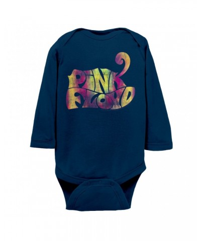 Pink Floyd Long Sleeve Bodysuit | Tie Dye Groovy Logo Distressed Bodysuit $9.34 Shirts