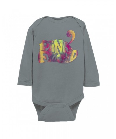 Pink Floyd Long Sleeve Bodysuit | Tie Dye Groovy Logo Distressed Bodysuit $9.34 Shirts