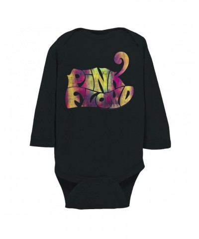 Pink Floyd Long Sleeve Bodysuit | Tie Dye Groovy Logo Distressed Bodysuit $9.34 Shirts