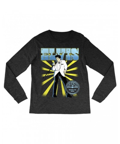 Elvis Presley Sun Records Long Sleeve Shirt | Retro Blue Yellow Burst Sun Records Shirt $12.88 Shirts