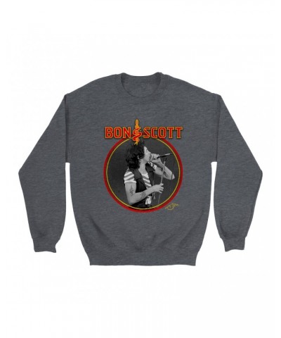 Bon Scott Sweatshirt | Snake & Dagger Logo Circular Image Sweatshirt $17.48 Sweatshirts