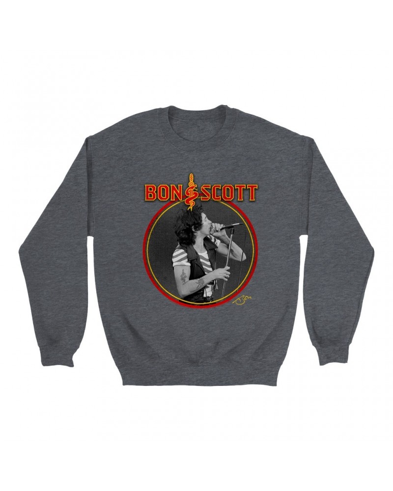 Bon Scott Sweatshirt | Snake & Dagger Logo Circular Image Sweatshirt $17.48 Sweatshirts