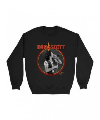 Bon Scott Sweatshirt | Snake & Dagger Logo Circular Image Sweatshirt $17.48 Sweatshirts