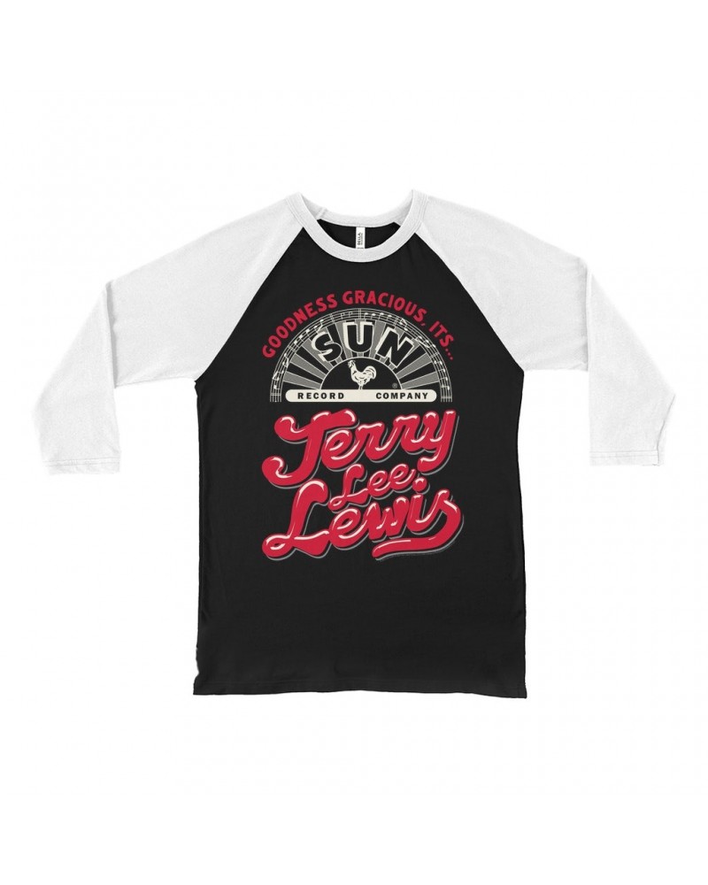 Jerry Lee Lewis Sun Records 3/4 Sleeve Baseball Tee | Goodnees Gracious It's Sun Records Shirt $11.98 Shirts