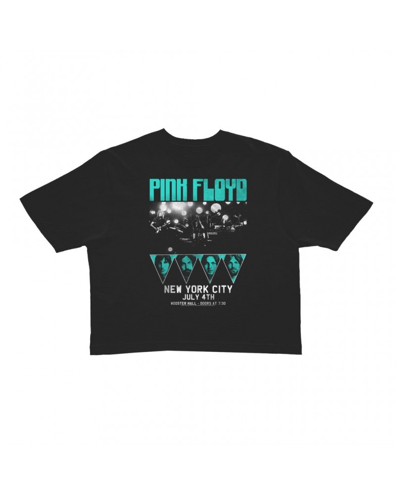 Pink Floyd Ladies' Crop Tee | 4th Of July NYC Concert Turquoise Distressed Crop T-shirt $8.09 Shirts