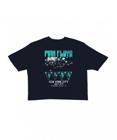 Pink Floyd Ladies' Crop Tee | 4th Of July NYC Concert Turquoise Distressed Crop T-shirt $8.09 Shirts