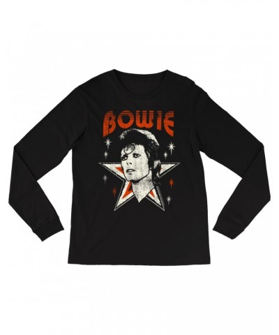 David Bowie Long Sleeve Shirt | Vintage Retro Star Design Logo Shirt $9.58 Shirts