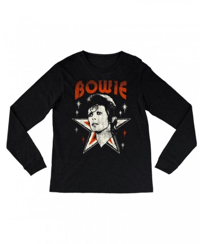 David Bowie Long Sleeve Shirt | Vintage Retro Star Design Logo Shirt $9.58 Shirts